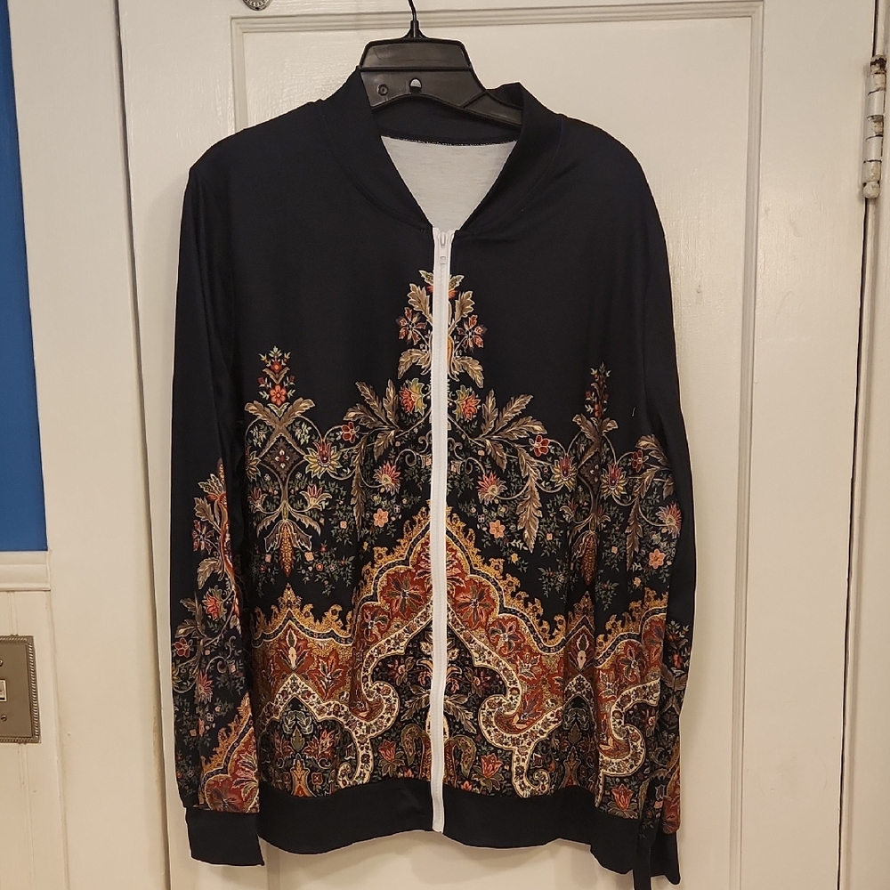 Elegant Multicolor Patterned Jacket Plus Size - image 1